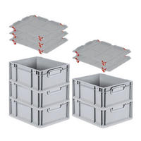 EUROBOX 5x Nextgen Economy Mit Auflagedeckel Grau/Rot Griffe Geschlossen 16 Liter - Rot, Kunststoff (30/17/40cm) - PROREGAL