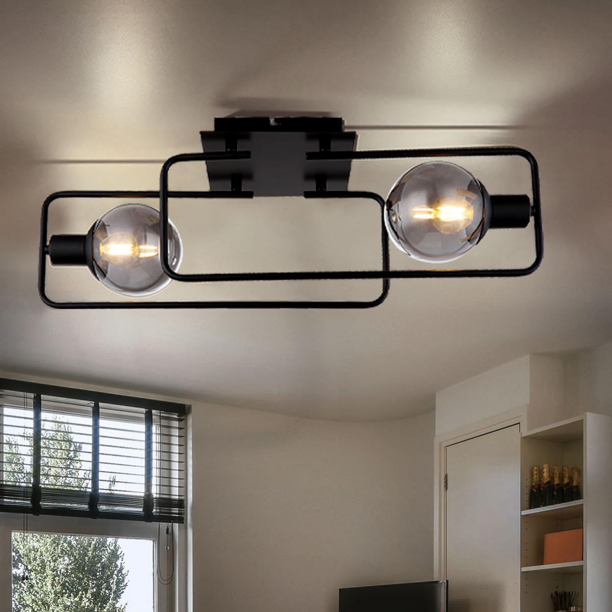 DECKENLEUCHTE BLAMA Metall Grau - Grau, Glas (61/23/19cm) - Globo Lighting