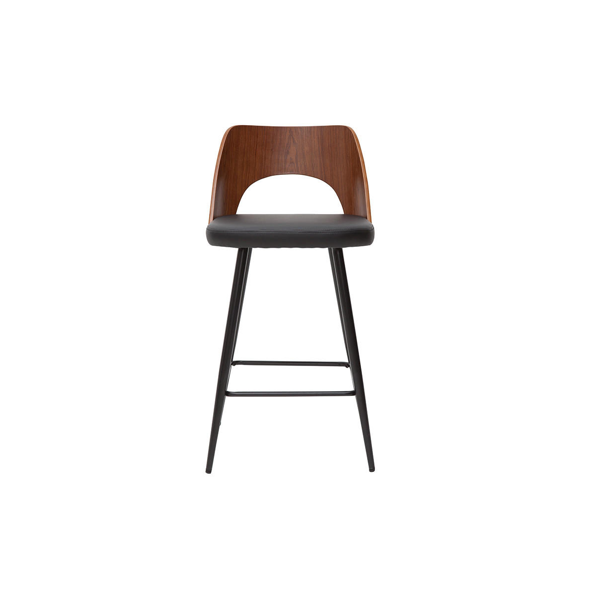 BARHOCKER Schwarz Walnuss H66,5 cm 2er-Set FALCOM - Walnussfarben, Holz (46.5/90/45cm) - Miliboo