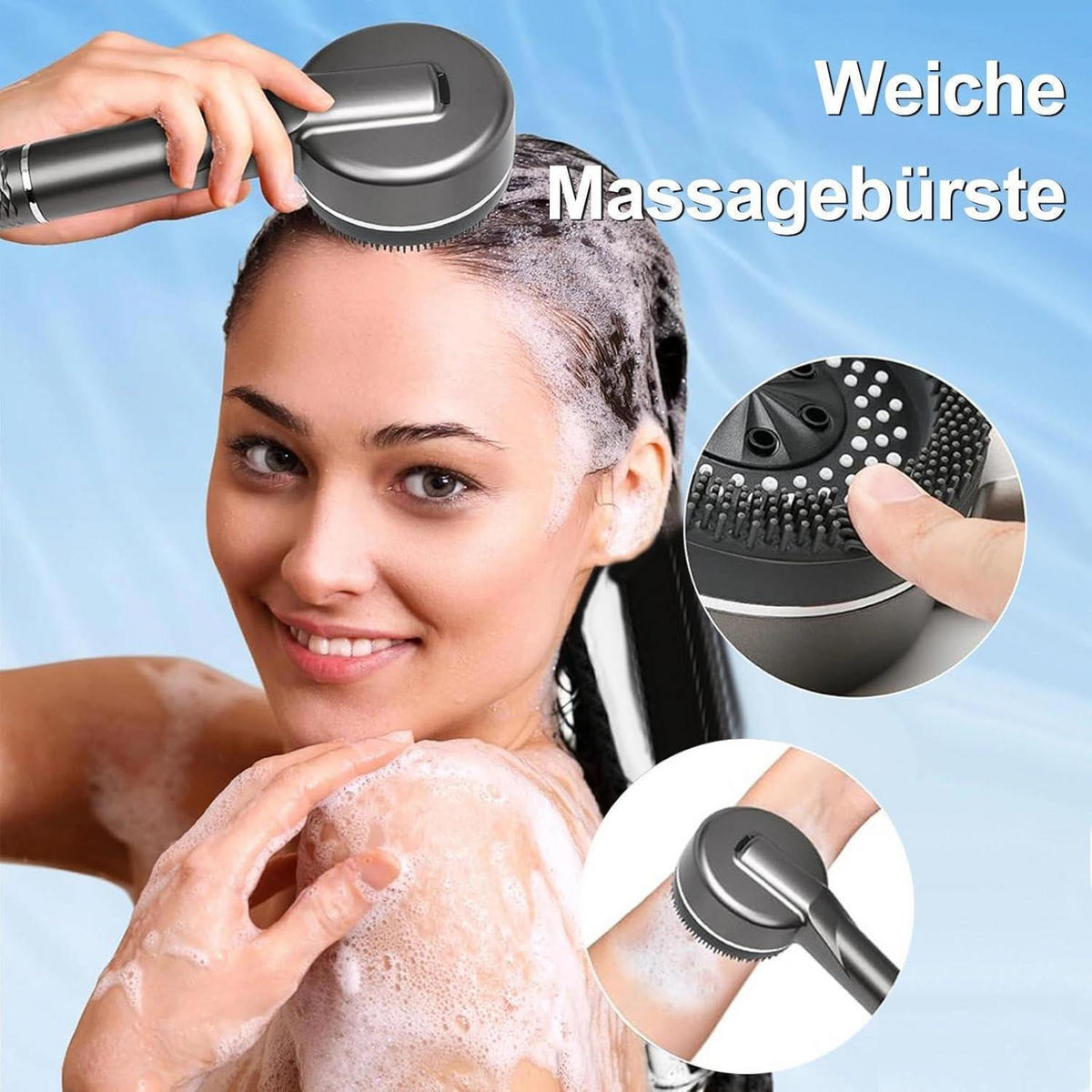 HANDBRAUSE Set mit Schlauch und Halterung, Hochdruck, Wassersparend, Grau - Grau, Kunststoff (9/12.7/14.5cm)