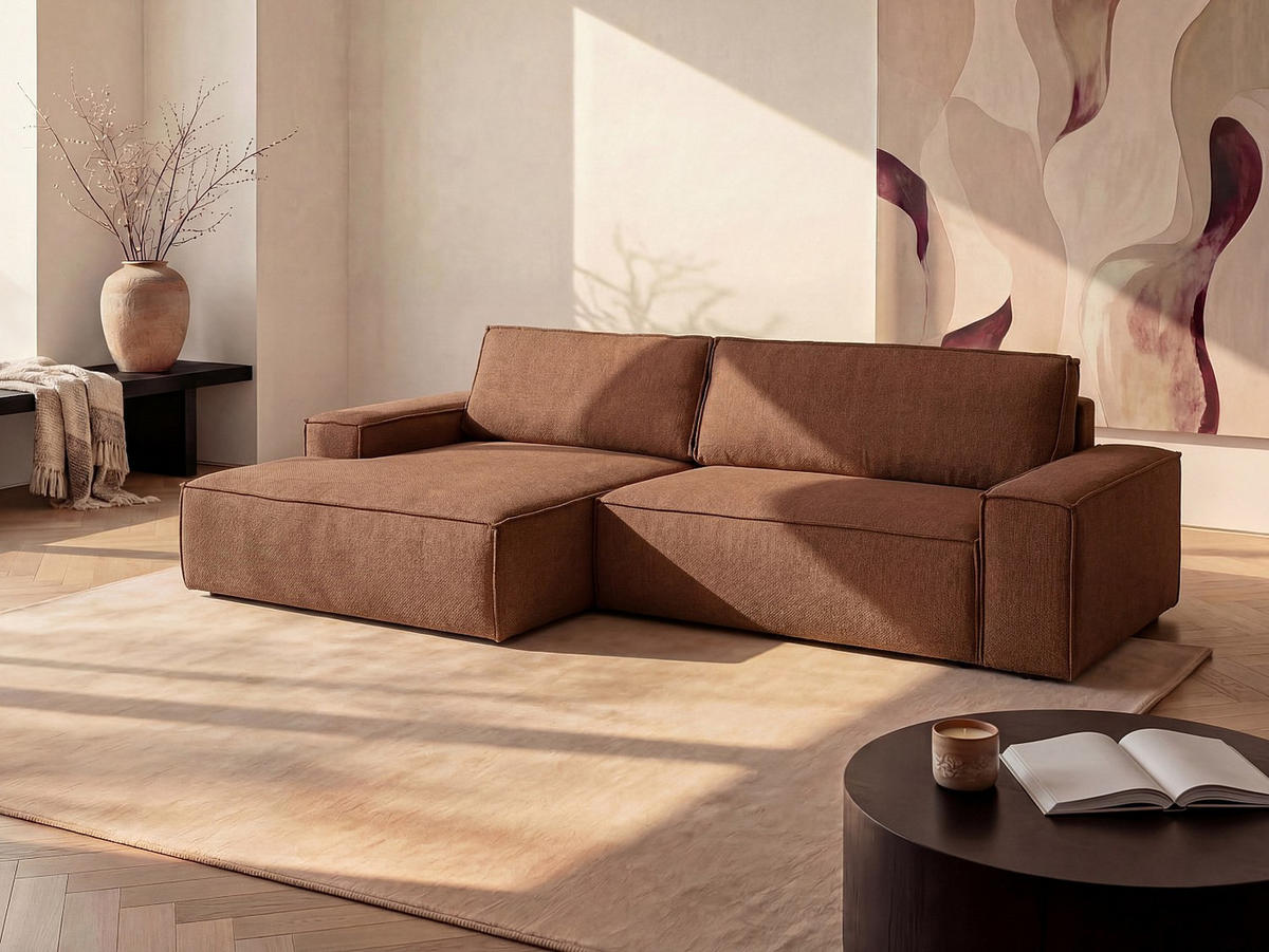 SCHLAFSOFA - 4 Personen - stoff - terracotta Amelia - Terracotta, Textil (267/85/167cm) - Vente-Unique