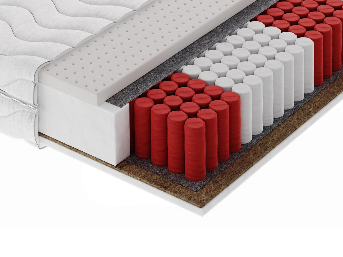 TASCHENFEDERKERNMATRATZE ERVADO MULTI Multipocket 200x200, H3/H4, Höhe ca.: 20 cm - Weiß, Textil (200/200cm) - MASSENO