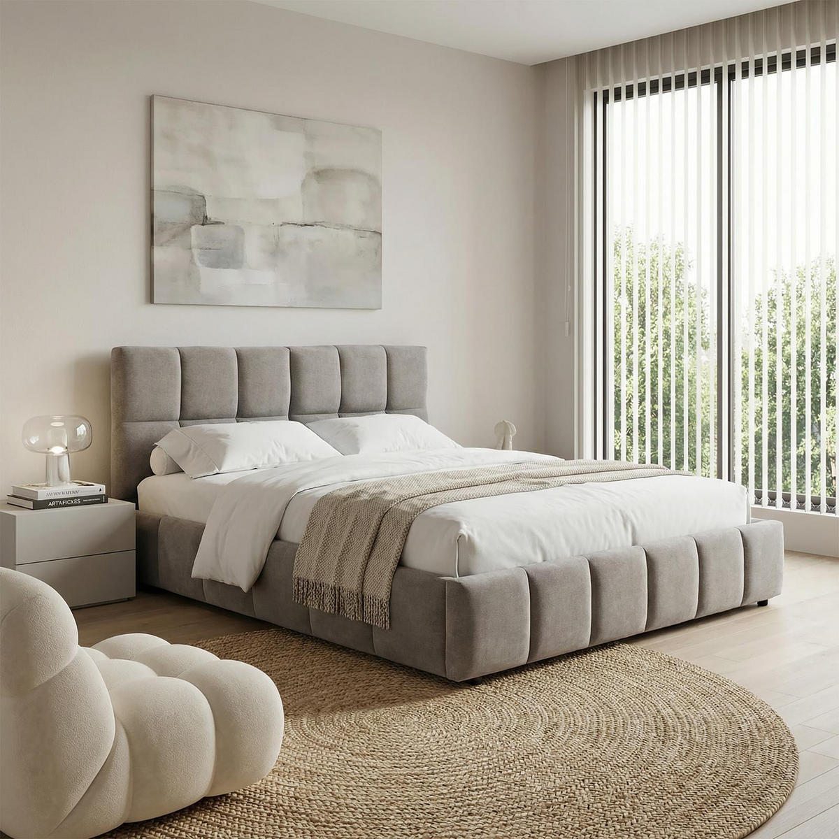 POLSTERBETT EMILIA 180x200 cm grau - Grau, Textil (180/200cm) - IDIMEX