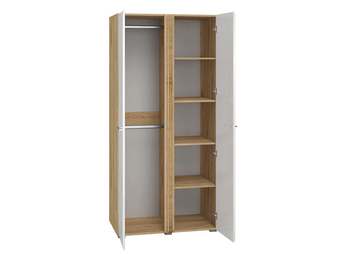 KLEIDERSCHRANK – 92 cm – Adagio – Weiß / Eichefarben - Eichefarben/Weiß, Holzwerkstoff (92/196/56cm) - hi-markt