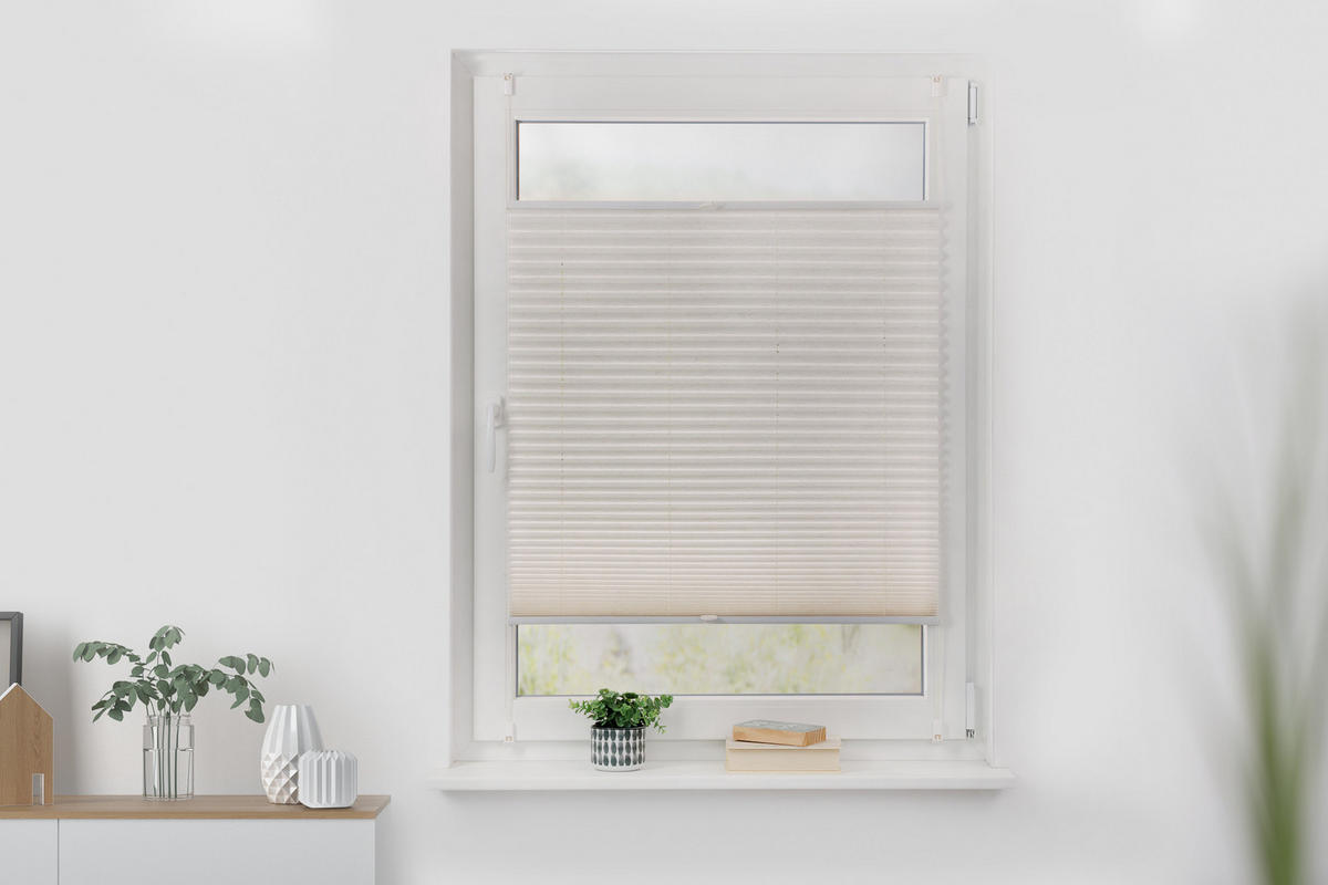 PLISSEE KLEMMFIX, OHNE BOHREN, VERSPANNT - Naturfarben, Kunststoff (80/130cm) - Lichtblick Original