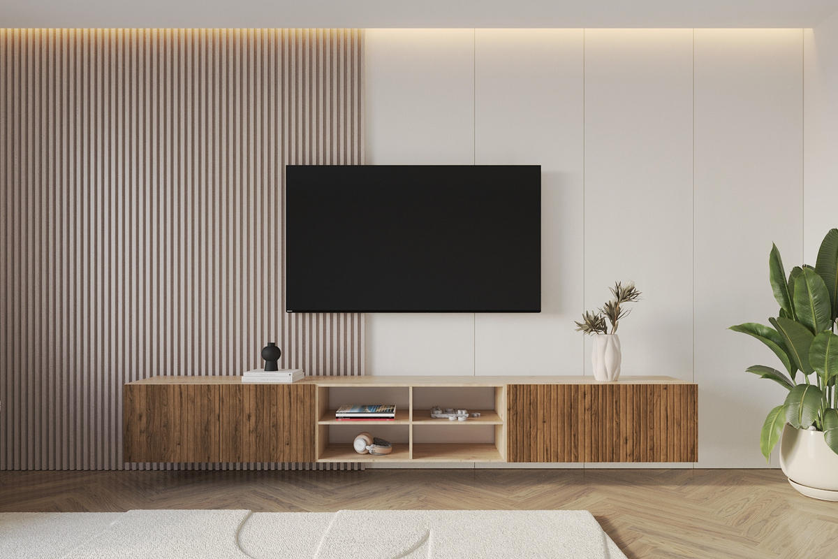 LOWBOARD KITO-W 3x100x40x41 cm - Artisan / Katania - Eiche Wotan, Holzwerkstoff (300/40/41cm) - ALTDECOR