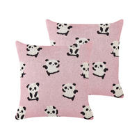 Dekokissen 2er-Set Rosa 45/45 cm Talokan - Pink/Schwarz, Naturmaterialen (45/45cm) - Beliani