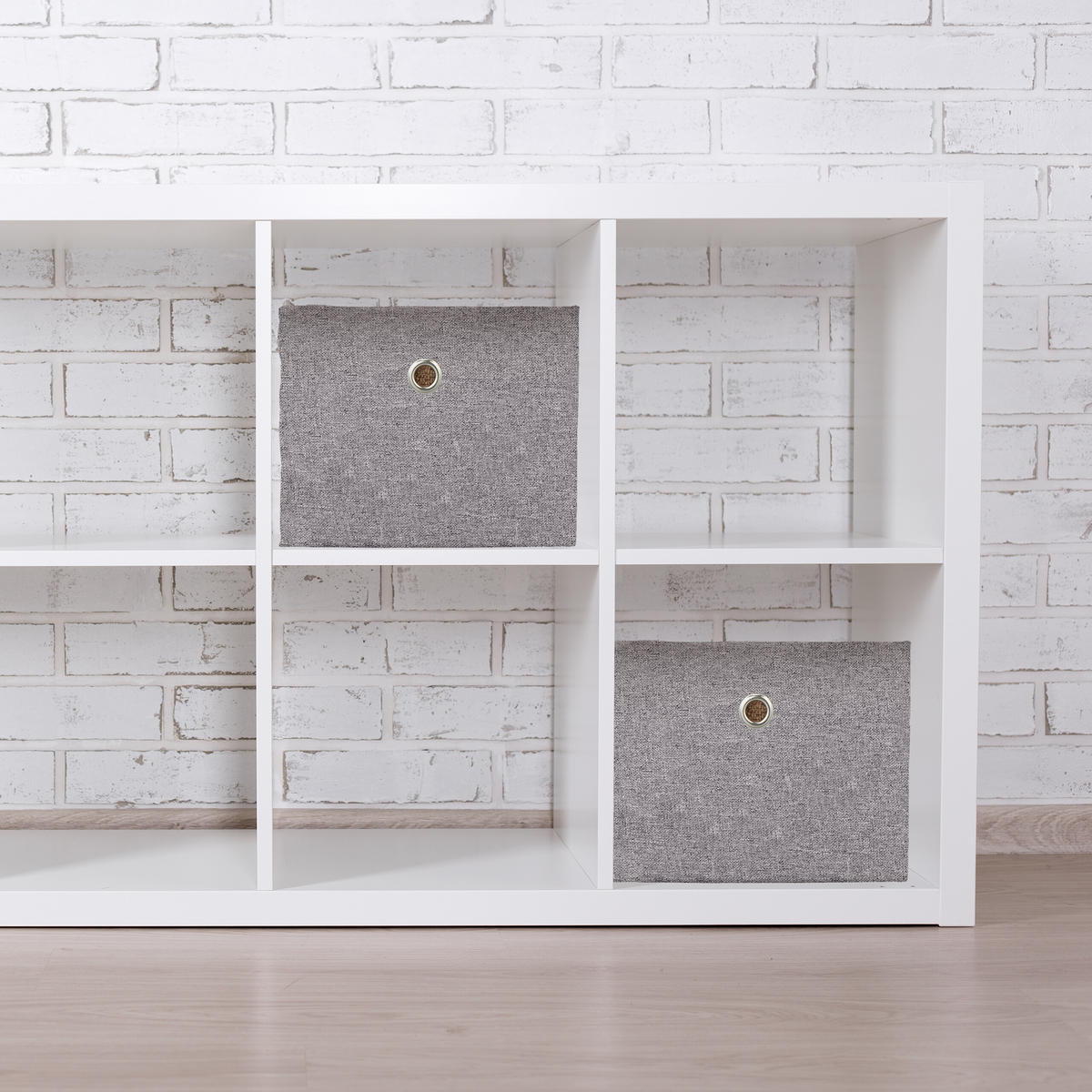 2XAUFBEWAHRUNGSBOX - Grau, Papier/Textil (20.5/16/25cm) - Relaxdays