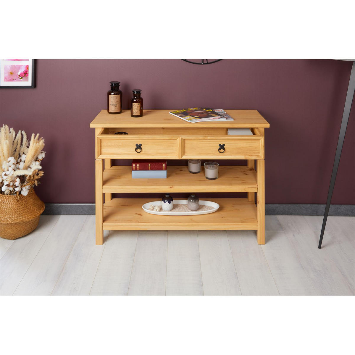 KONSOLENTISCH TEQUILA - Kieferfarben, Holz (37/110/78cm) - IDIMEX
