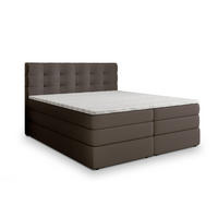 BOXSPRINGBETT AREZI 140x200 cm mit Matratze und Topper - Braun - Braun, Holz (140/200cm) - MASSENO