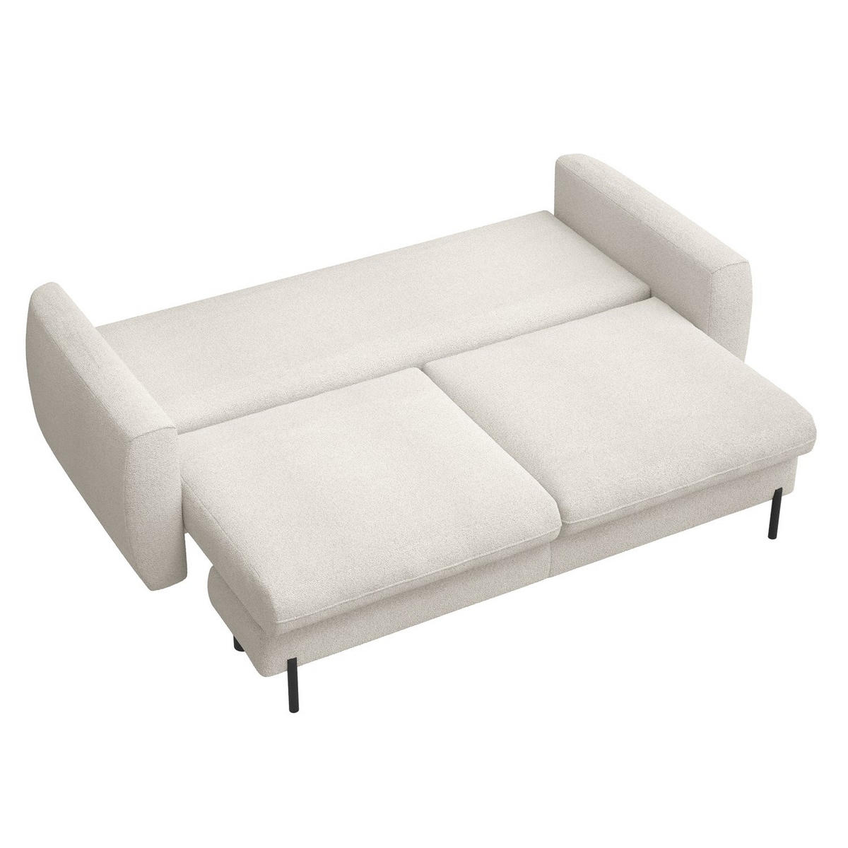 SOFA Rane Cremeweiß mit Schlaffunktion - Creme/Schwarz, Textil/Metall (236/90/102cm) - Selsey
