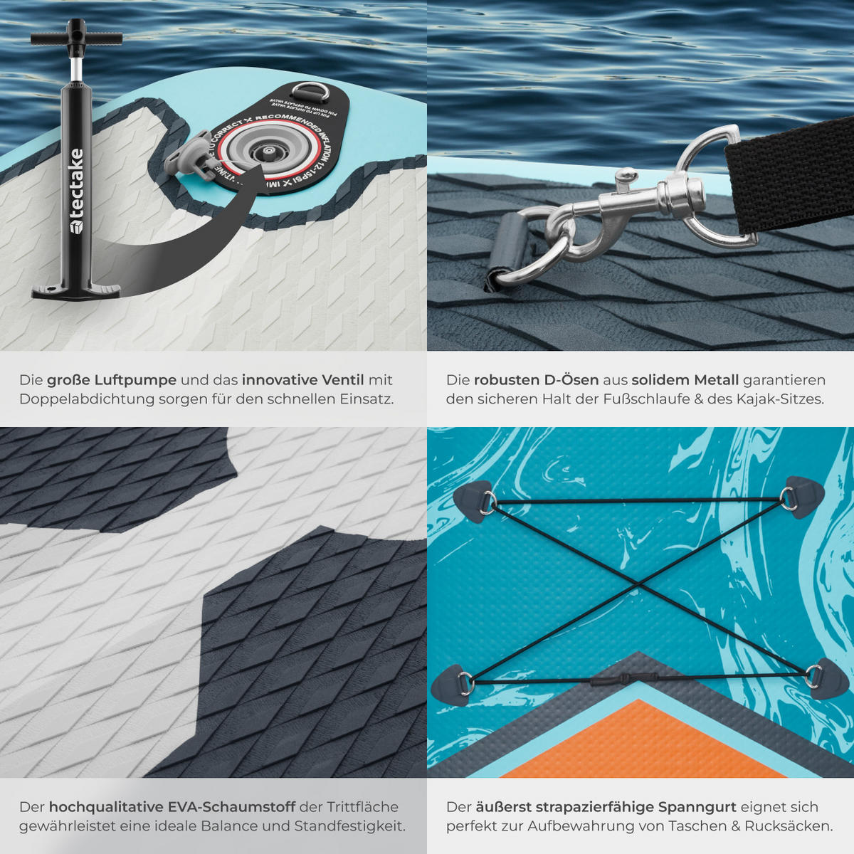 STAND-UP PADDLE BOARD ,288 x 77 x 22,5 cm,türkis/orange - Türkis, Kunststoff (288/77/22.5cm) - tectake