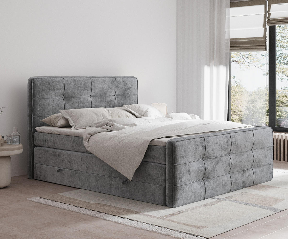 BOXSPRINGBETT Semplice Grau 140/200 cm - Schwarz/Grau, Holz/Holzwerkstoff (140/200cm) - Maison de Reve