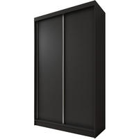 SCHWEBETÜRENSCHRANK Mario 120/216/61 schwarz mit Schubladen - Schwarz, Holzwerkstoff (120/216/61cm) - Beautysofa