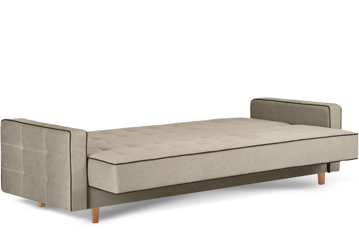3-SITZER-SCHLAFSOFA DOZER mit 2 Zierkissen und Wellenunterfederung, Beige - Beige, Textil (223/94/93cm) - KONSIMO®