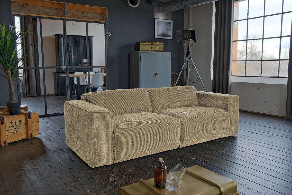 SOFA NELE Beige - Beige/Schwarz, Textil (234/71/96cm) - KAWOLA