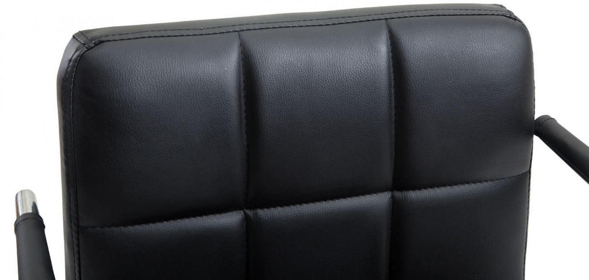 DREHSTUHL Lederlook schwarz - Chromfarben/Schwarz, Textil/Metall (52/76/44cm) - CLP