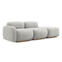3-SITZER SOFA Rechts Bouclé Stoff Grau - Silberfarben/Braun, Holz/Textil (258/73/95cm) - Makamii