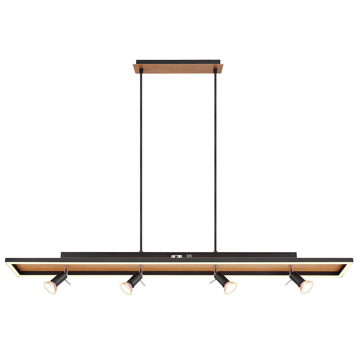 LED HÄNGELEUCHTE Metall Schwarz Holzoptik - Schwarz, Metall (116/12/120cm) - Globo Lighting