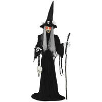 HALLOWEEN-DEKORATION Hexe 170 cm mit LED-Lichter, Soundfunktion - Schwarz, Textil (30/170/60cm) - Outsunny