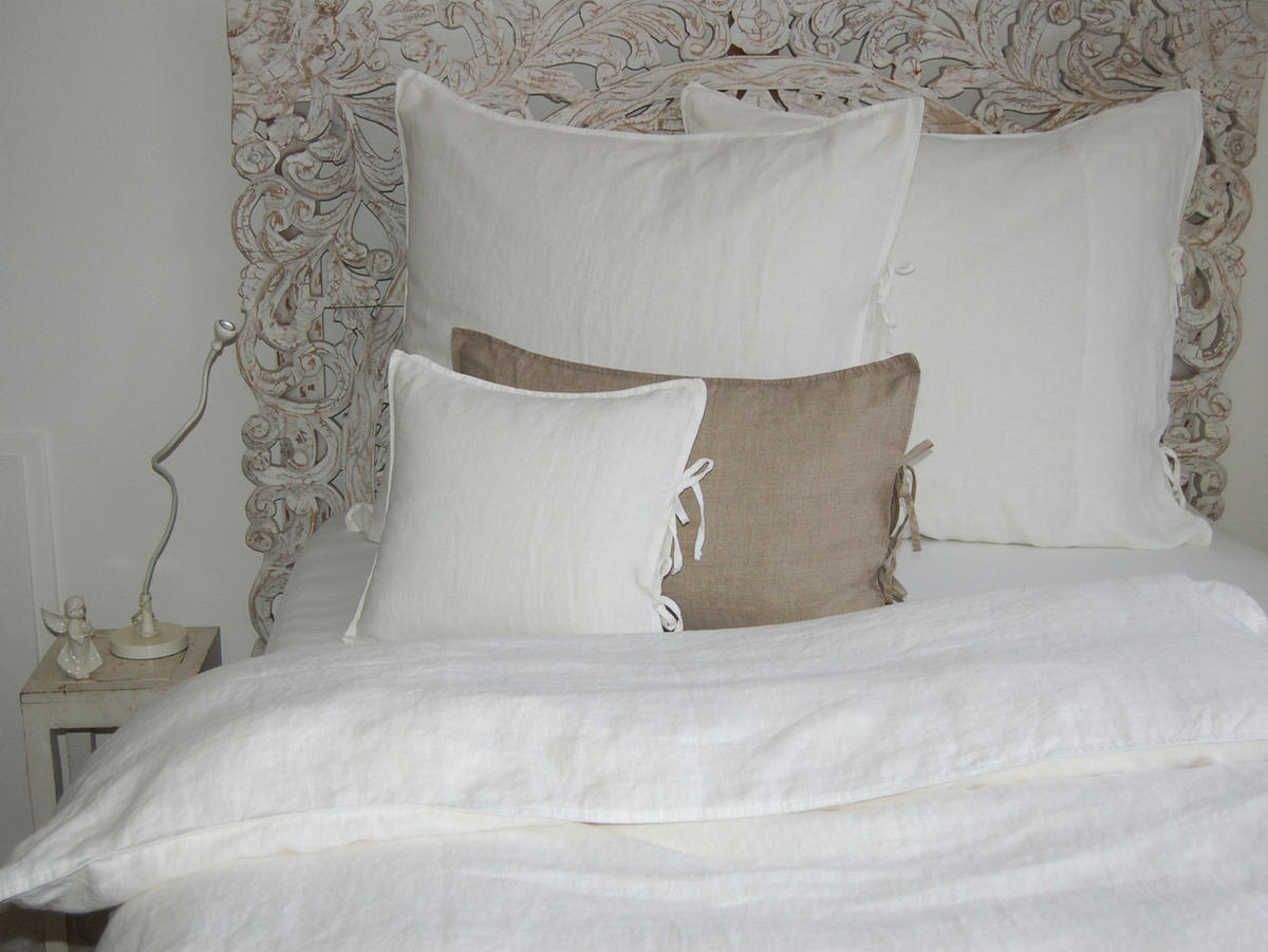 KISSENBEZUG reines Leinen stonewash-weiß 80/80 cm - Weiß, Naturmaterialien (80/80cm) - beties Heimtextil