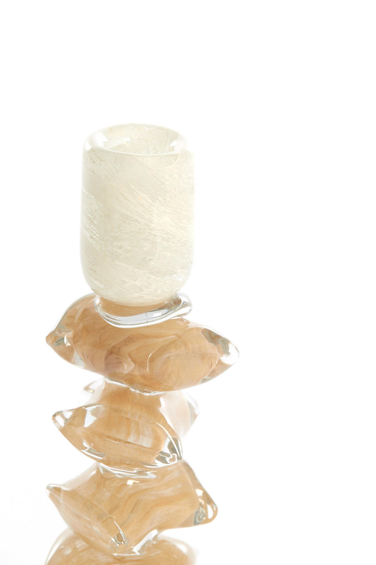 KERZENSTÄNDER Estina - Braun - 11.5/11.5/23 cm - Beige, Glas (11.5/23/11.5cm) - Light & Living