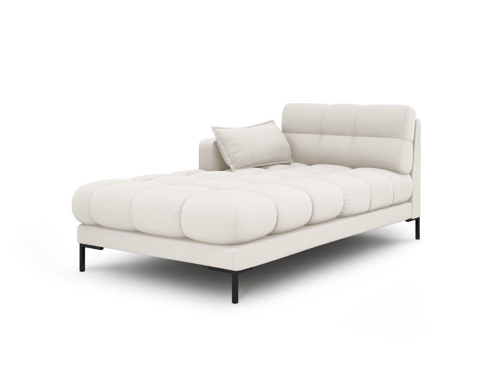 CHAISELONGUE links Mamaia aus strukturiertem Stoff leichtes beige - Creme, Textil (102/75/185cm) - Micadoni