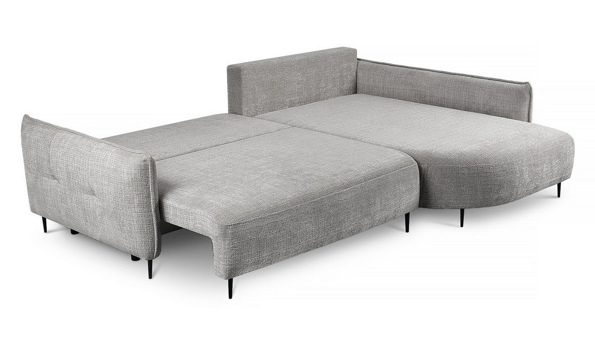 ECKSOFA Oblivio Grau Chenille - Schwarz/Grau, Textil/Metall (285/200cm) - Selsey