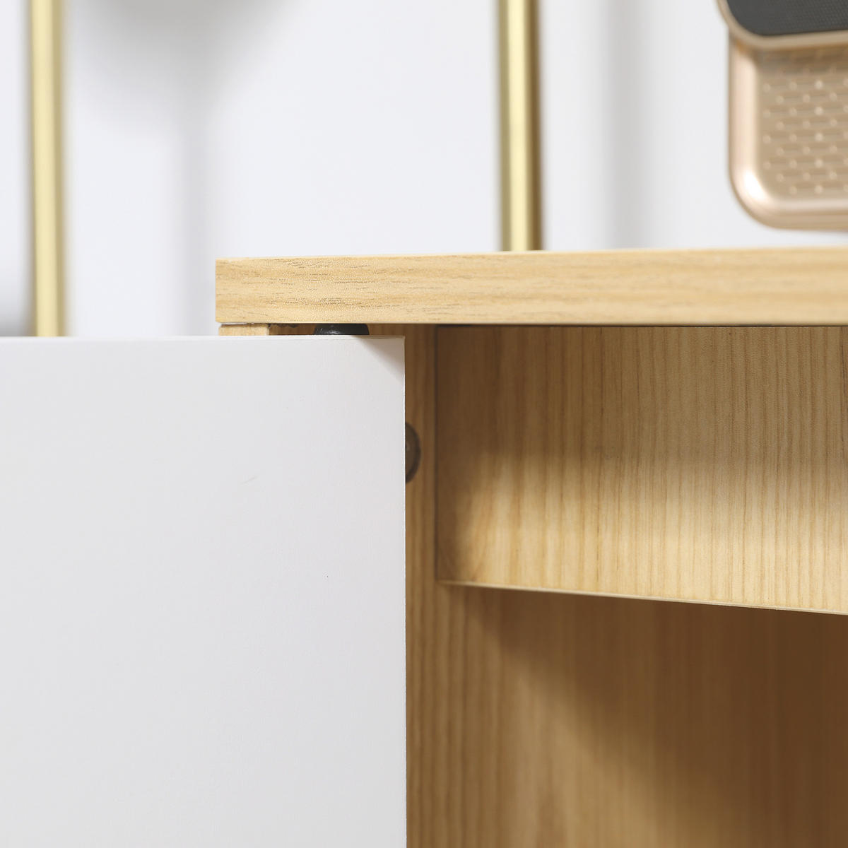 SIDEBOARD DE-11289 2 Türen Weiß/Naturholz - Weiß, Holzwerkstoff (77/77.5/35cm) - ComfortXL