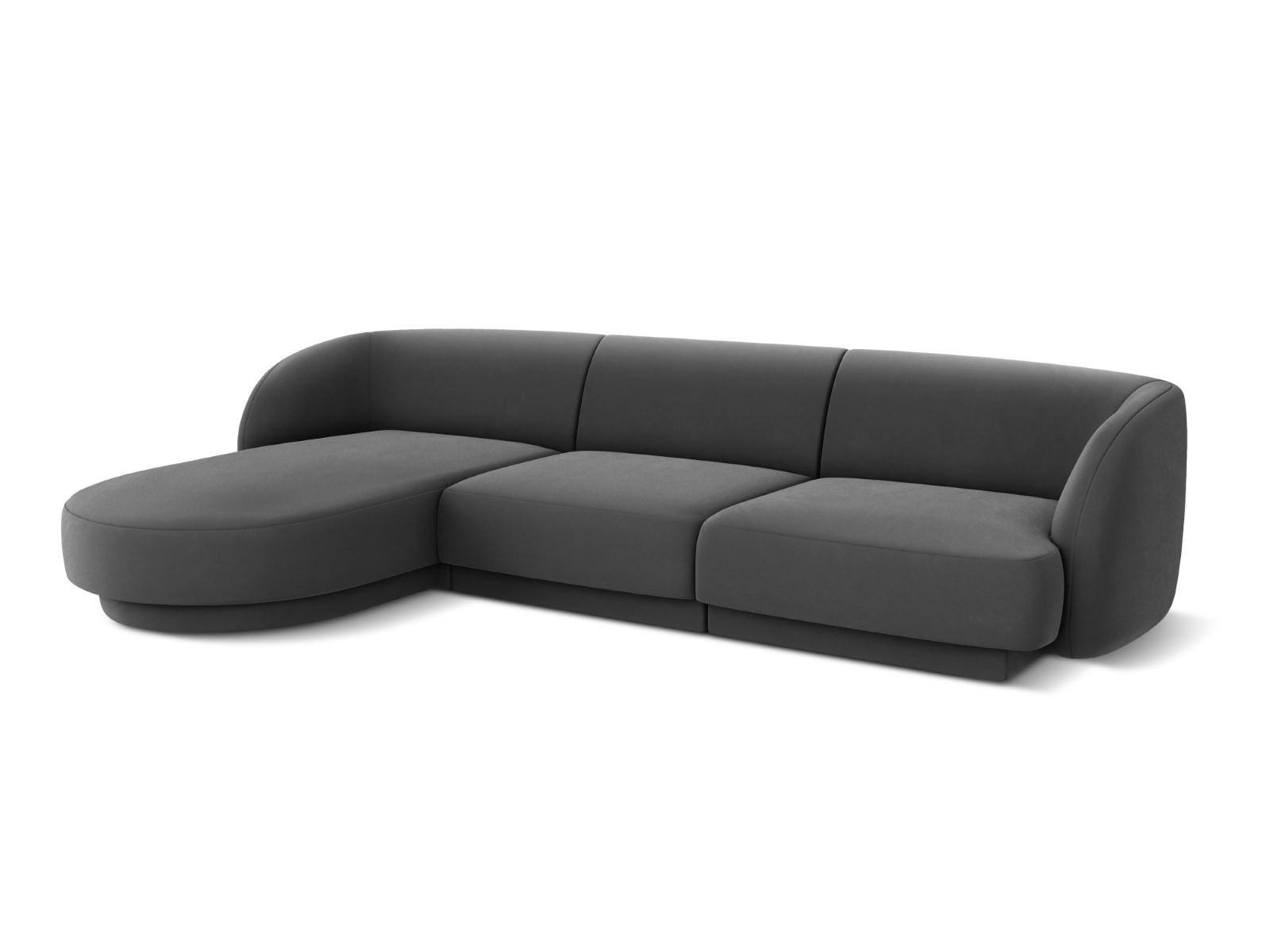 ECKSOFA links Miley aus Samt grau 4 Sitzplätze - Grau, Textil (156/255cm) - Micadoni