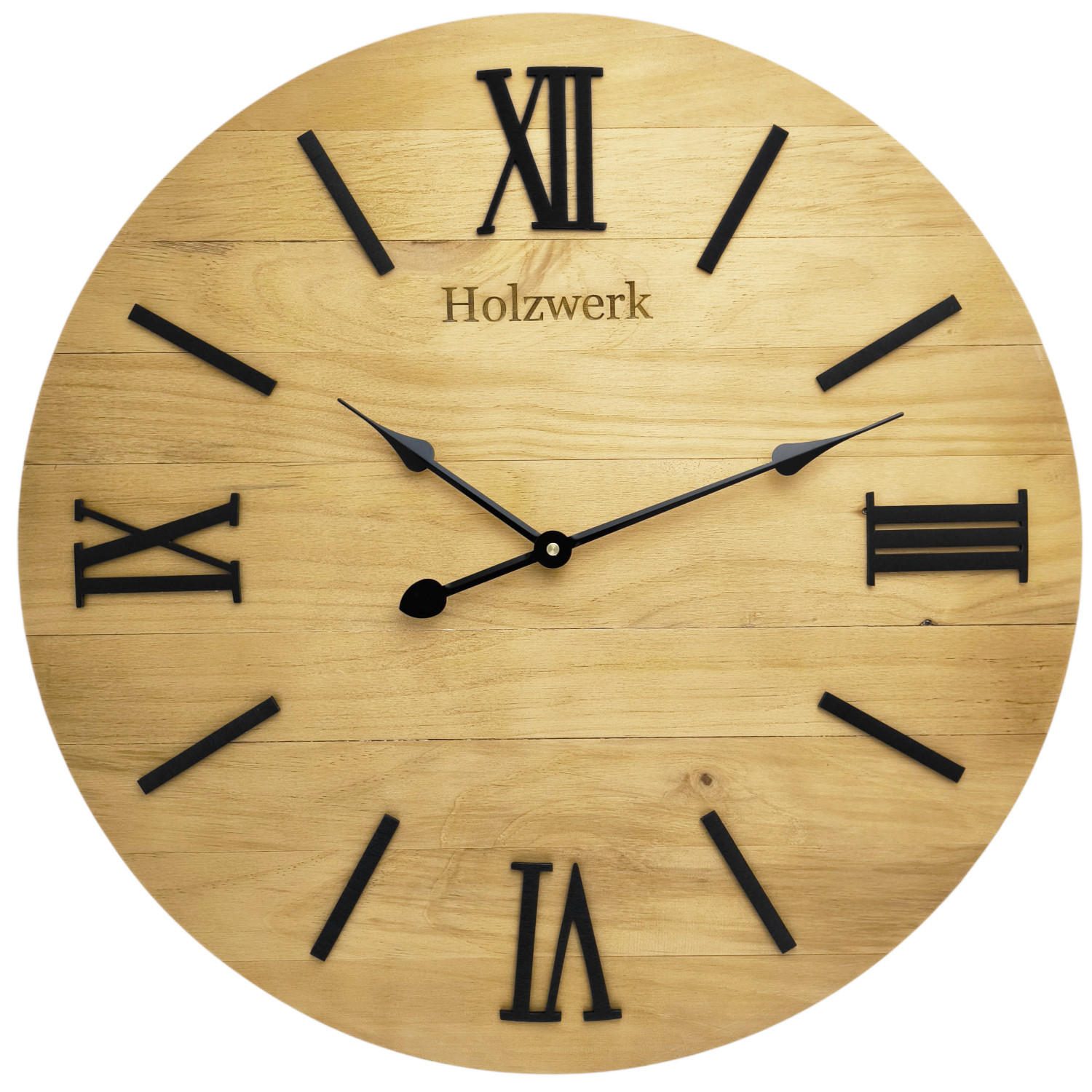 WANDUHR Holz Designer MERZIG Loft Wand Uhr, beige, schwarz - Beige, Holz/Metall (60/60/3.2cm) - Holzwerk