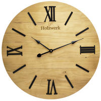 WANDUHR Holz Designer MERZIG Loft Wand Uhr, beige, schwarz - Beige, Holz/Metall (60/60/3.2cm) - Holzwerk