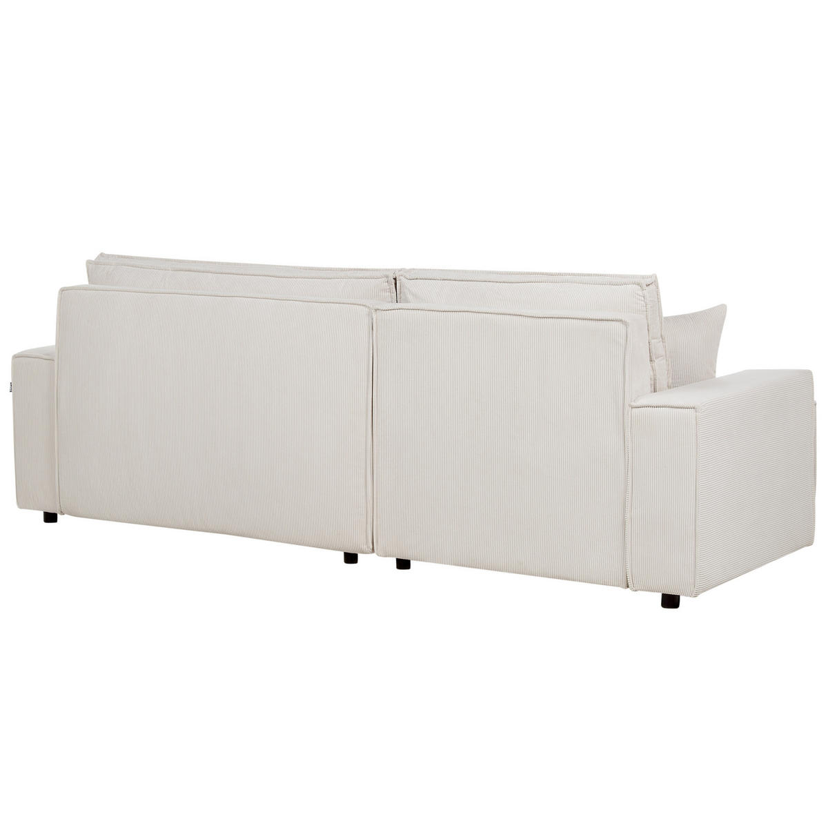 2-SITZER-ECKSOFA Cord cremeweiß linksseitig mit Schlaffunktion Abacka - Schwarz/Weiß, Textil (247/147cm) - Beliani