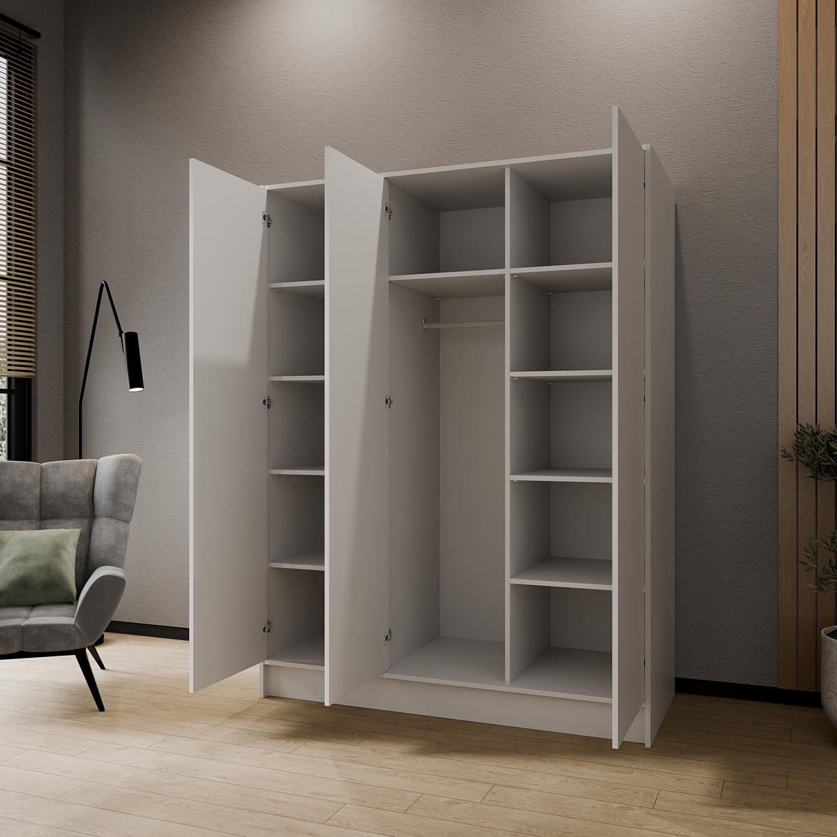 SATNI SKRIN Mono, ve Skandi Stylu, Bezuchytkova, Minimalisticka, Bílá 150/200/51 cm - bílá, kompozitní dřevo (150/200/51cm) - WFL GROUP
