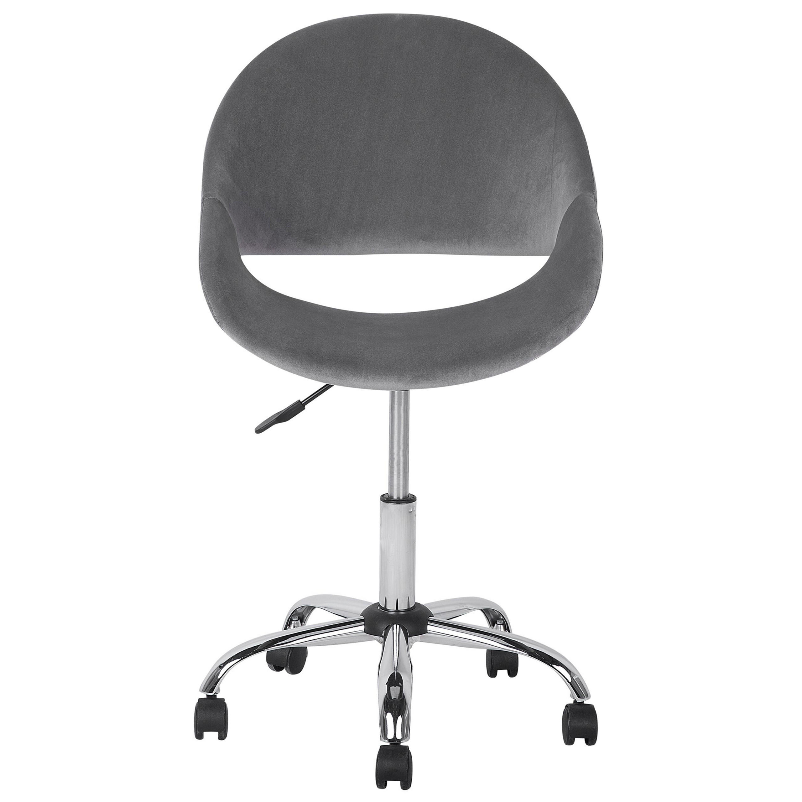 BÜROSTUHL Samtstoff Grau Selma - Grau, Textil/Metall (62/84/62cm) - Beliani