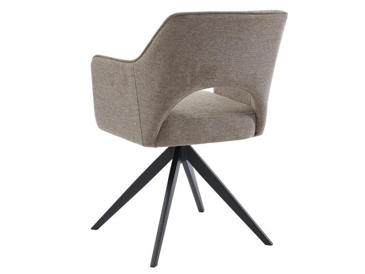 BÜROSTUHL Drehstuhl mit Armlehnen - Stoff & Metall - Taupe - KONYA - Braun, Textil (59/84/58cm) - Vente-Unique