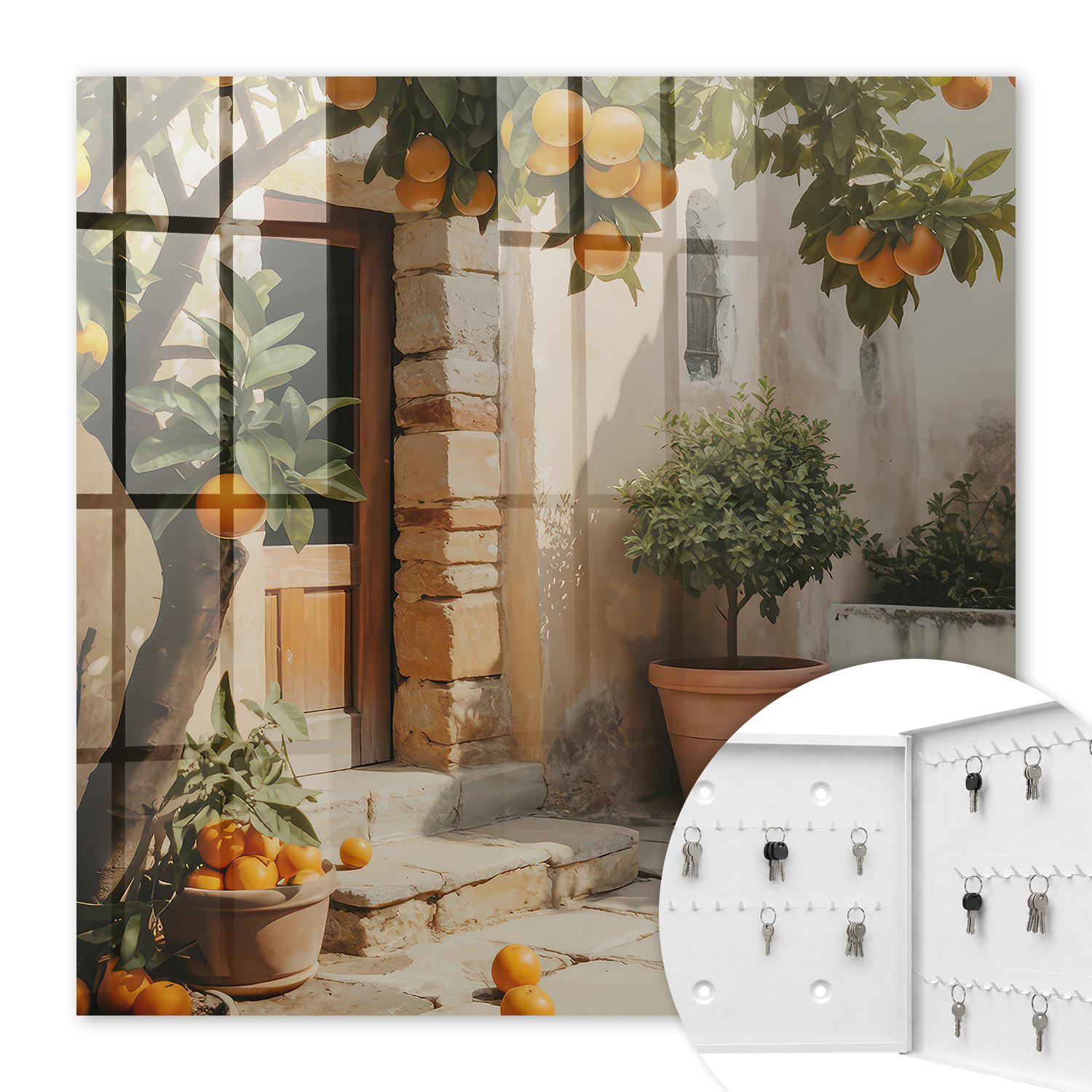 SCHLÜSSELBOX Weiß 30x30 cm – Türöffnung nach rechts - Orangengarten - Orange, Metall (30/30/5cm) - TULUP