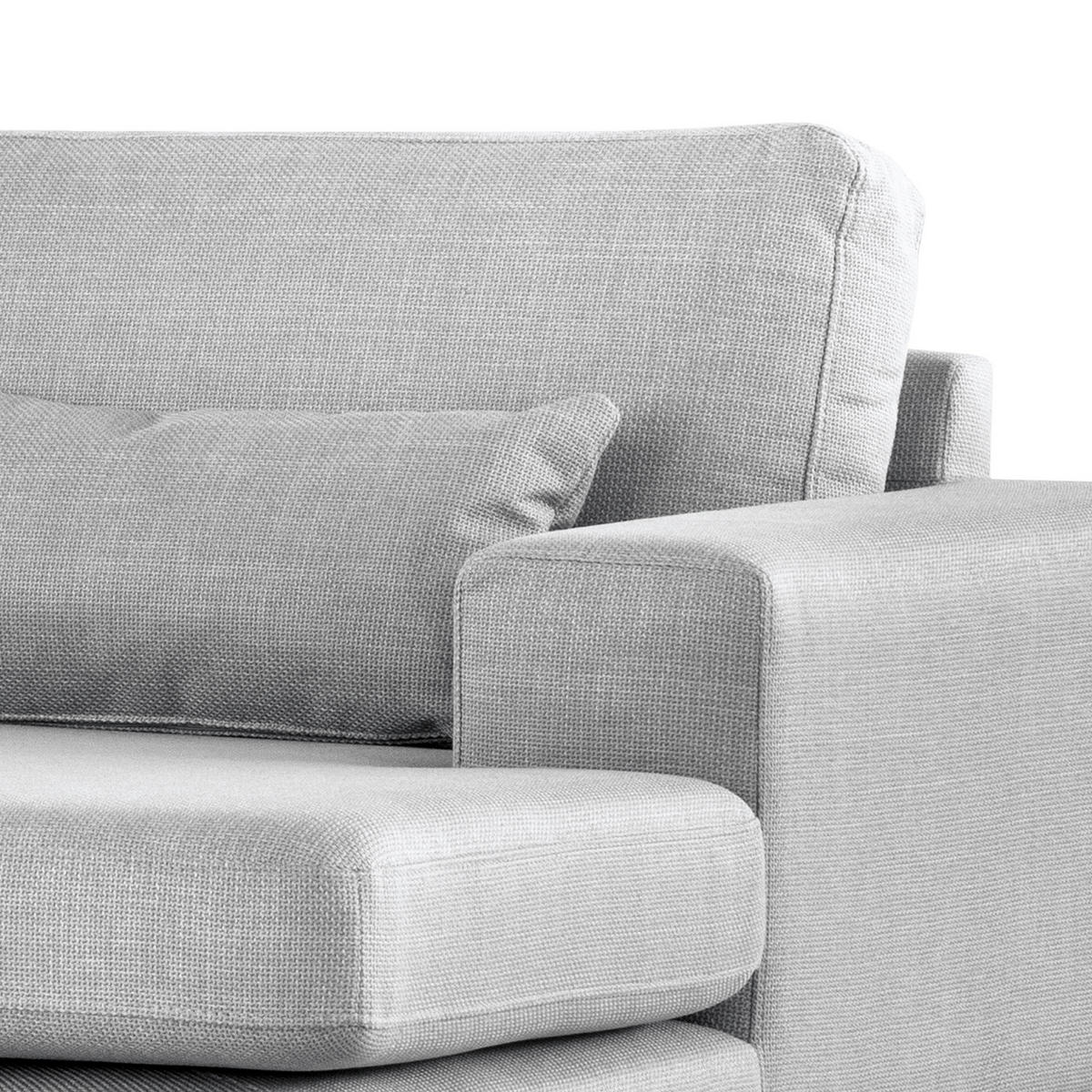 ECKSOFA mit Longchair - Buchefarben/Hellgrau, Buchenholz/Textil (281/153cm) - home24