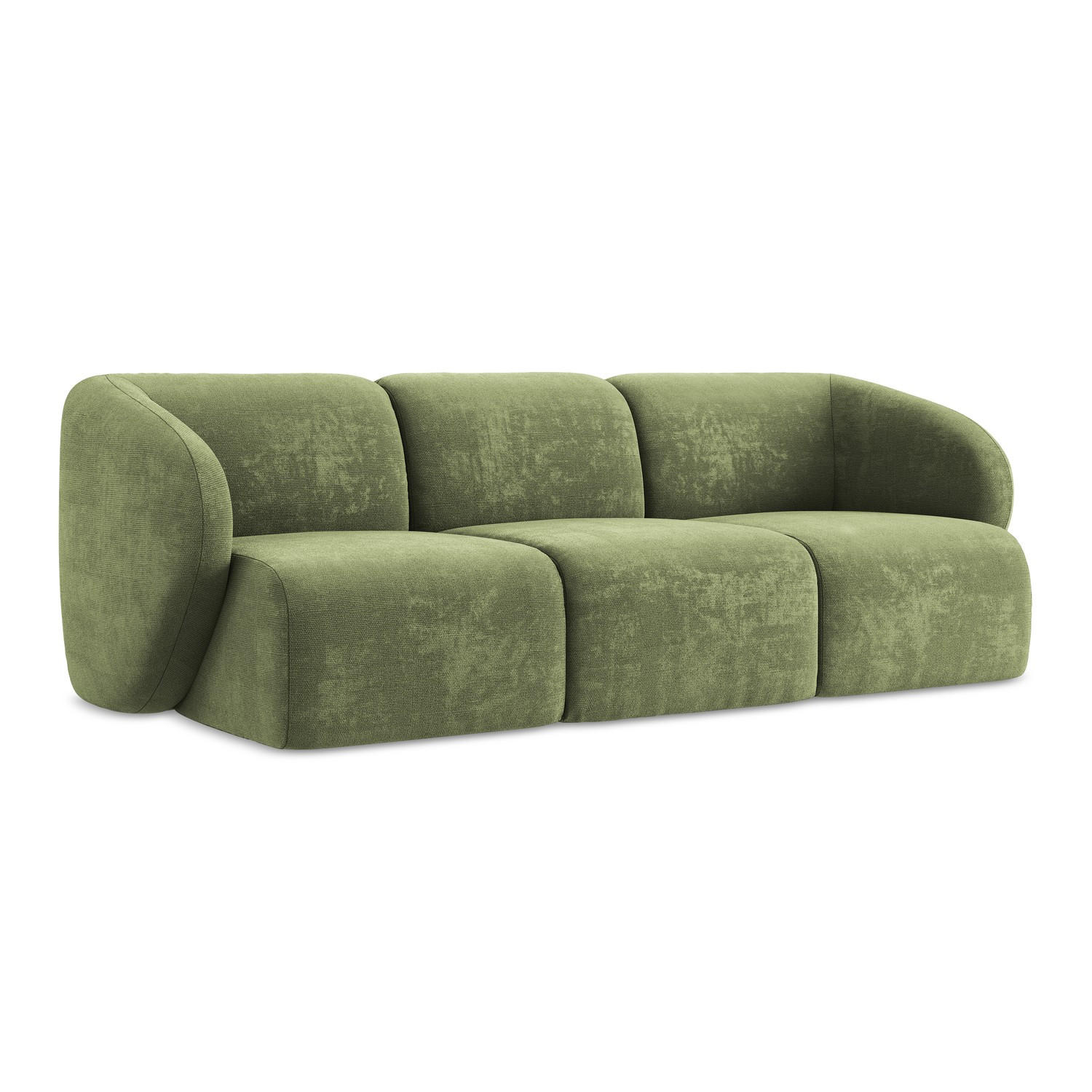 3-SITZER SOFA Chenille Stoff Grün - Schwarz/Grün, Holzwerkstoff/Kunststoff (244/75/94cm) - LaMiaSofa