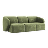 3-SITZER SOFA Chenille Stoff Grün - Schwarz/Grün, Holzwerkstoff/Kunststoff (244/75/94cm) - LaMiaSofa