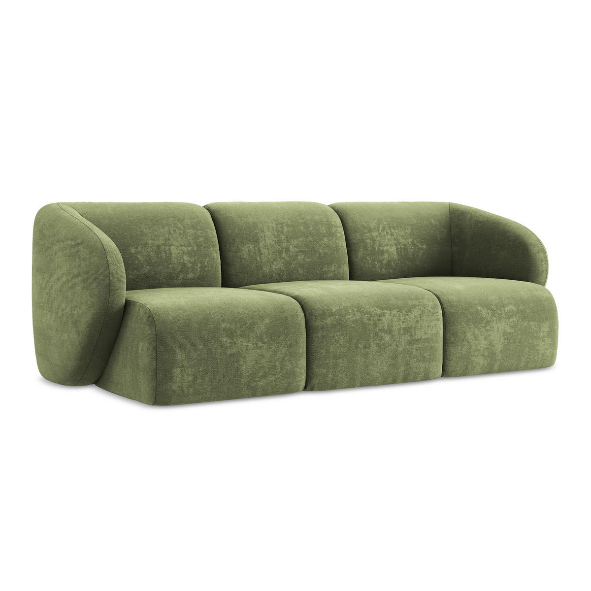 3-SITZER SOFA Chenille Stoff Grün - Schwarz/Grün, Holzwerkstoff/Kunststoff (244/75/94cm) - LaMiaSofa