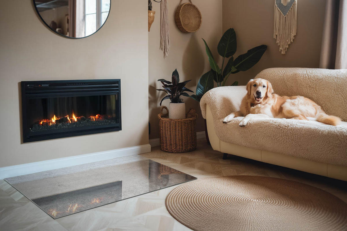 GLASPLATTE für Kamin 120x80 cm Grau - Grau, Glas (120/80/0.4cm) - ArtPrintCave