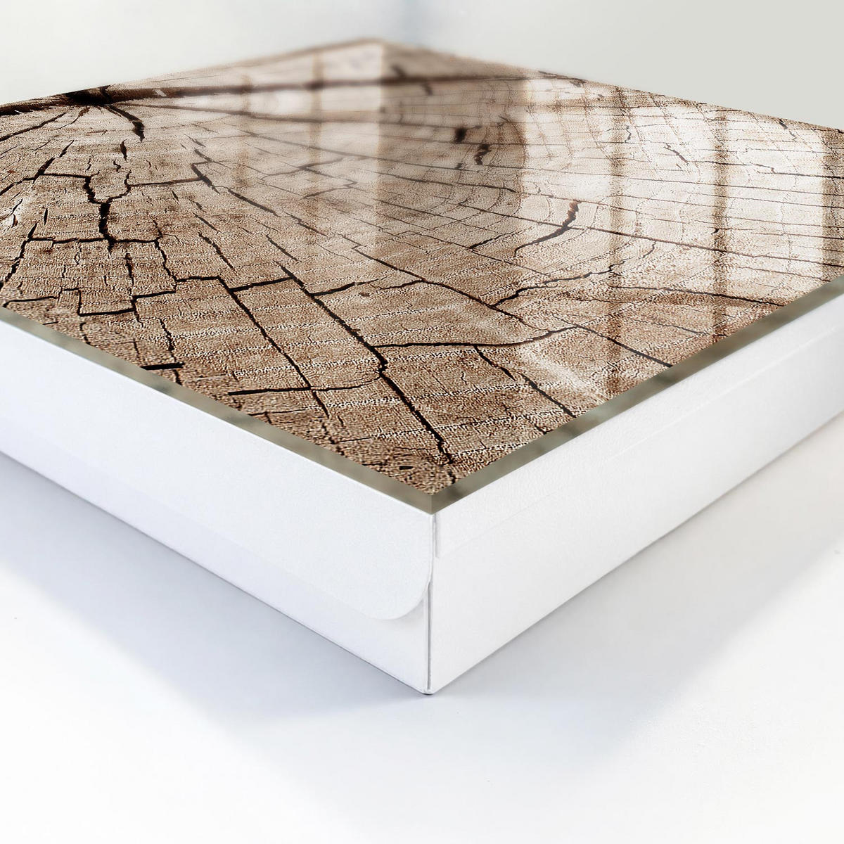 SCHLÜSSELBOX Weiß 30x30 cm – Türöffnung nach rechts - Holzmaserung - Braun, Metall (30/30/5cm) - TULUP