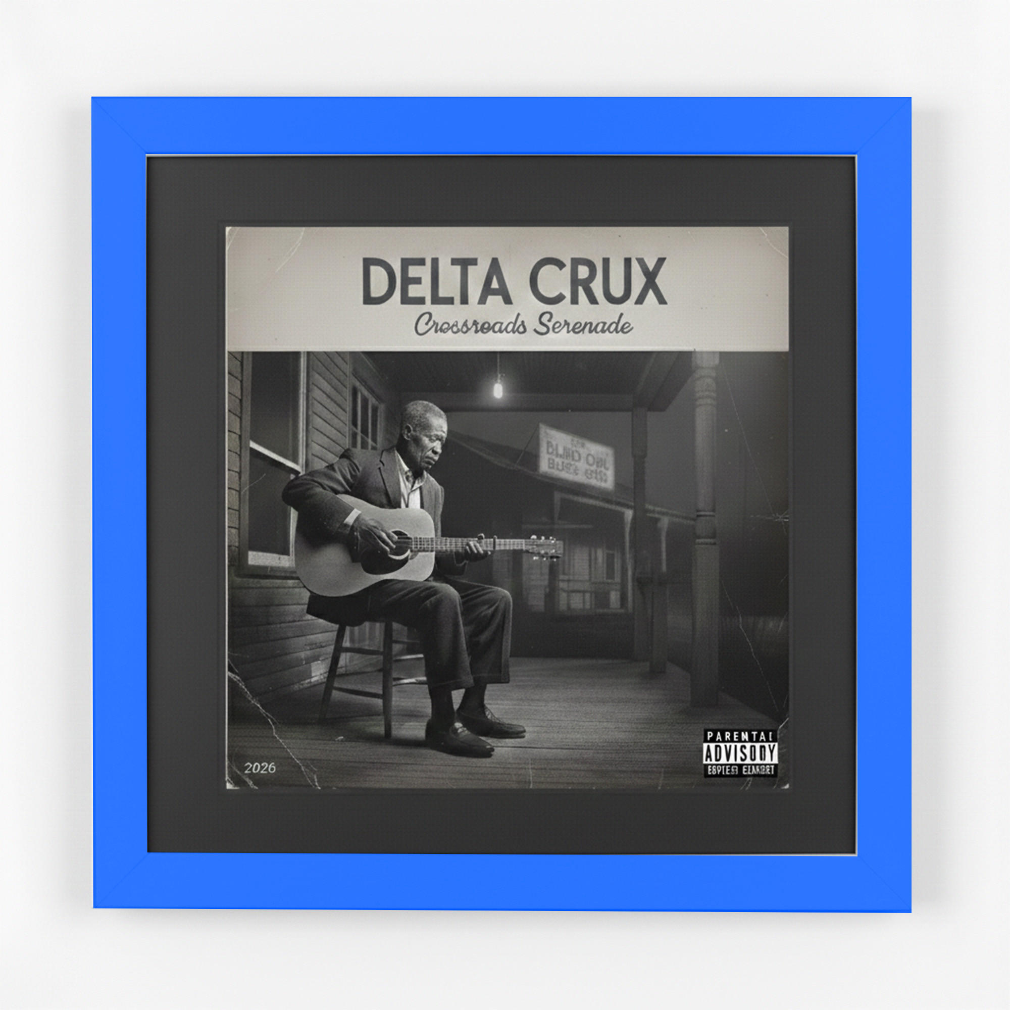 SCHALLPLATTEN RAHMEN 40/40 für das Cover - Blau, Holz (40/40cm) - K-Möbel