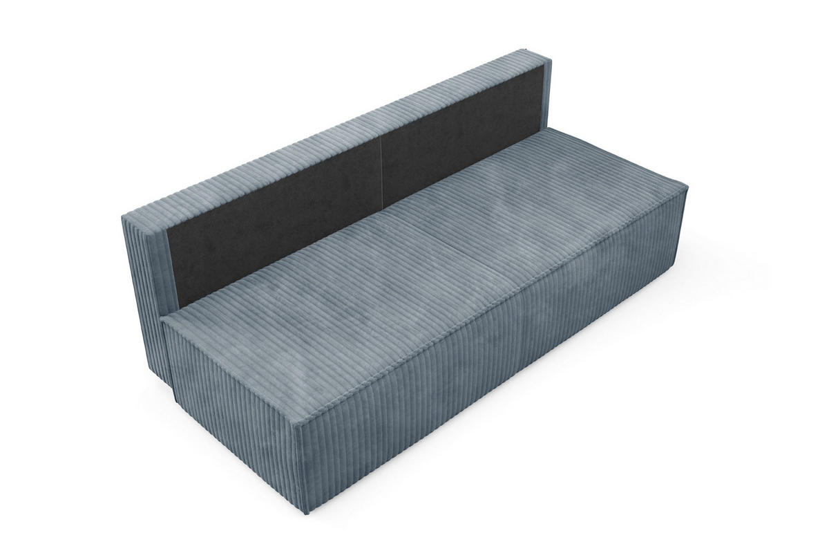 BETTSOFA TESSO Grau Kordstoff mit Schlaffunktion - Grau, Holz (202/74/94cm) - MASSENO