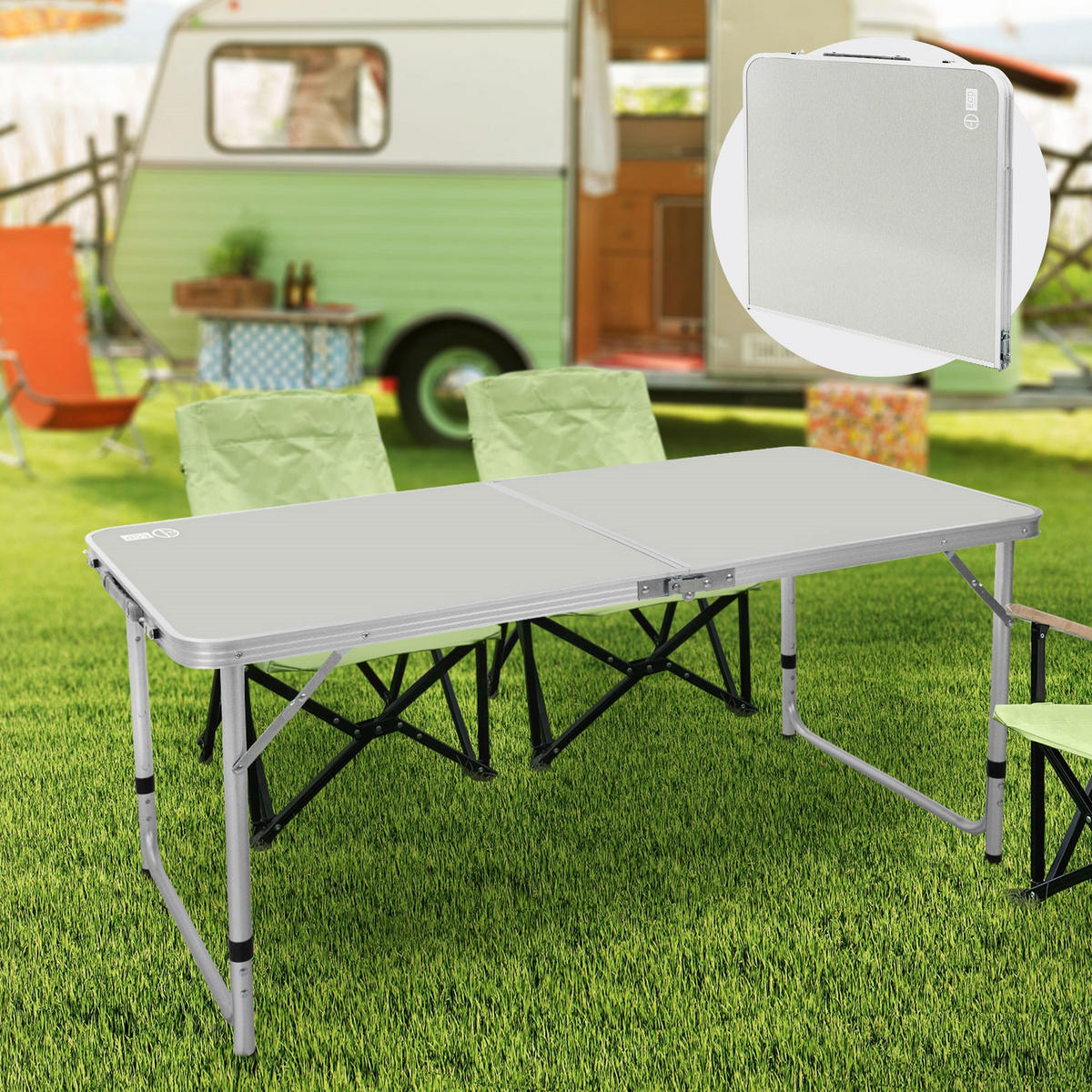 CAMPINGTISCH - Grau, Metall (120/60/70cm) - ECD-Germany
