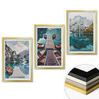 WANDBILDER 3er Set - 40x60 cm Goldrahmen - See, Brücken, Berge - Goldfarben, Kunststoff (40/60cm) - ArtPrintCave