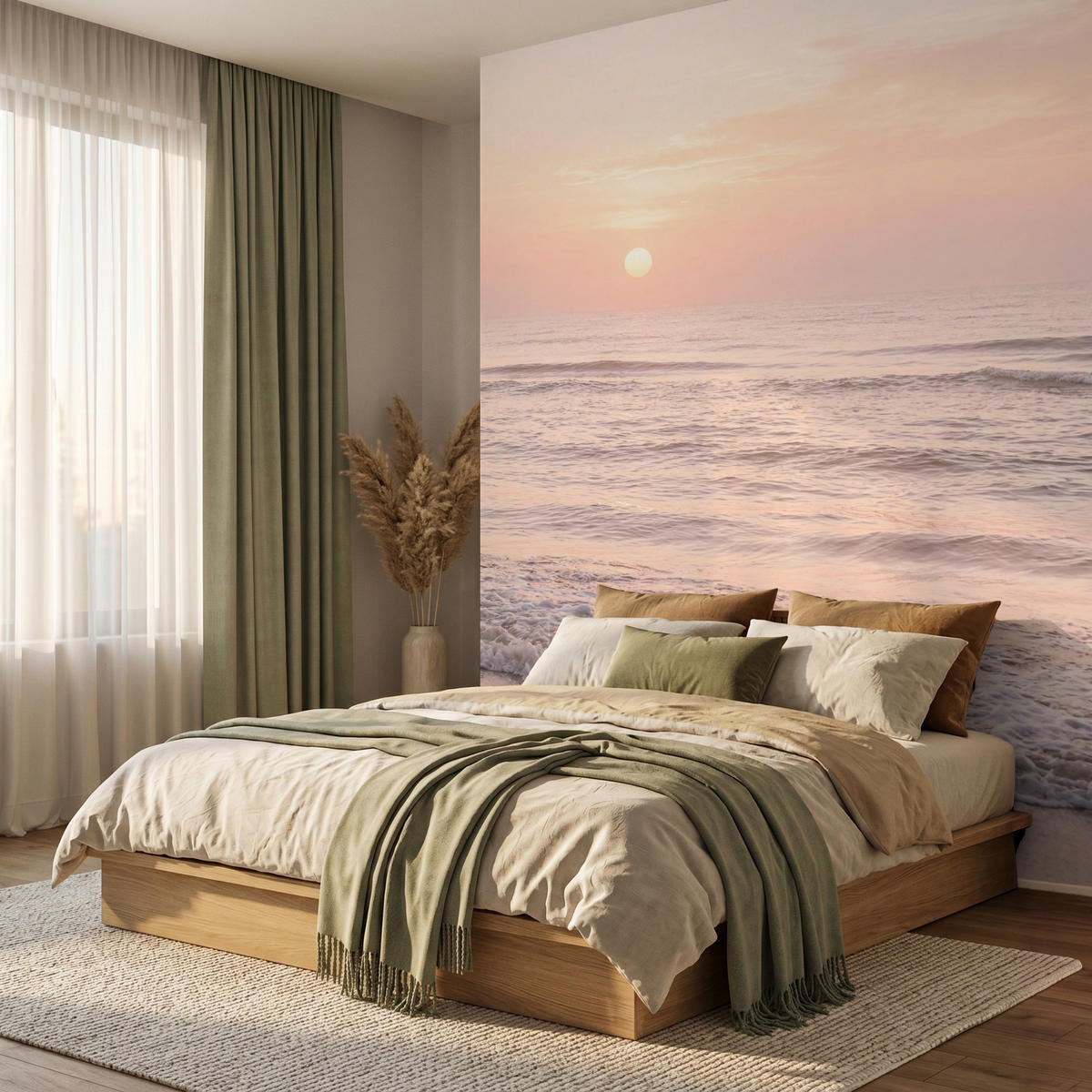 TAPETE - Sonne - Strand - Rosa - 260x300 cm - Hellrosa, Papier (260/300cm) - OnlyWow