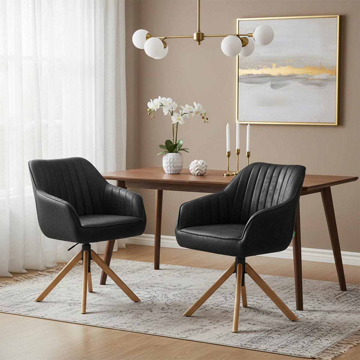 BÜROSTUHL Mika-Olea - Honigeiche/Schwarz, Eichenholz/Holz (60/83/61cm) - DUBI Möbel