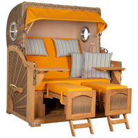 STRANDKORB XXL Düne Grande Teak Banana - Gelb/Braun, Metall (142/170/95cm) - Mr. Deko